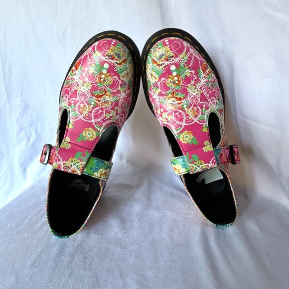 Dr Martens Polly Daze | Bright Floral Neon Pastel Mary Janes l 8 - Picture 2 of 5